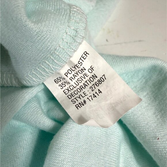 Miss Elaine Honeycomb Nightgown Size L Light Mint Green Long Sleeve Embroidered - Picture 7 of 11